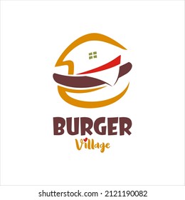 diseño de logotipo de hamburguesa con plantilla de estilo abstracto divertido