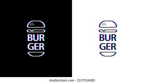 burger logo design with glitch effect