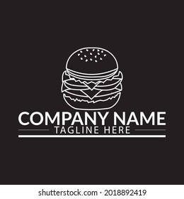 Burger logo design inspiration with Hipster Drawing style - Vector. Fast food logo vector design template