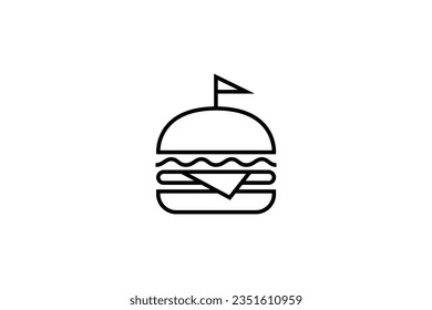 burger logo design with linear design concept