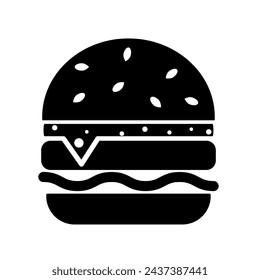Burger logo design in minimalistic style. Fast food icon. Vector illustration.