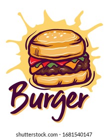 Burger Logo Design for Restaurant Symbol and Icon