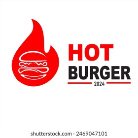 burger logo design template, flat modern minimal design illustration, monogram