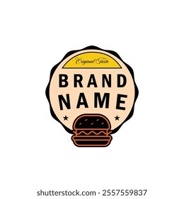 burger logo design, burger logo template design, hamburger burger logo with editable text illustration vector editable file