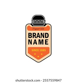 burger logo design, burger logo template design, hamburger burger logo with editable text illustration vector editable file