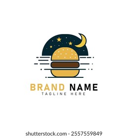 burger logo design, burger logo template design, hamburger burger logo with editable text illustration vector editable file