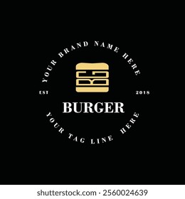 burger logo design, burger logo template design, hamburger burger logo with editable text illustration vector editable file