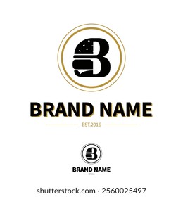 burger logo design, burger logo template design, hamburger burger logo with editable text illustration vector editable file