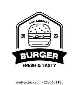 Burger logo design template isolated. Retro burger logo vector