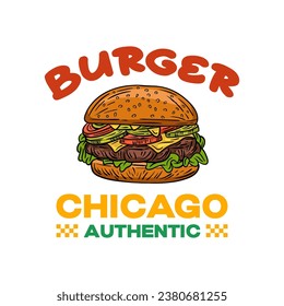 Plantilla de diseño de logotipo de hamburguesa aislada. Vector del logotipo de la hamburguesa retro. emblema de la hamburguesa vintage dibujada a mano