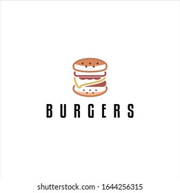 burger logo design vector template, Fast food logo,  badge flat modern minimal design illustration.