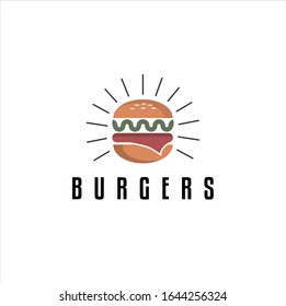 burger logo design vector template, Fast food logo,  badge flat modern minimal design illustration.