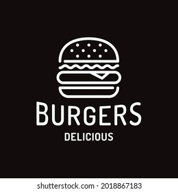 burger logo design vector template, Fast food logo, badge flat modern minimal design illustration.