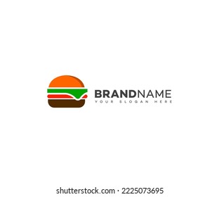 burger logo design vector template, Fast food logo, badge flat modern minimal design illustration.