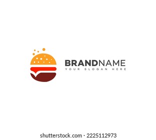 burger logo design vector template, Fast food logo, badge flat modern minimal design illustration.