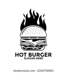 Diseño vectorial del logotipo de la hamburguesa, logotipo plano de comida rápida diseño moderno mínimo