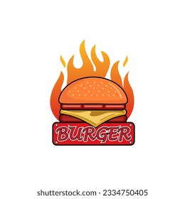 Burger logo design vector template, Fast food flat logo modern minimal design