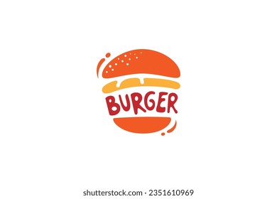 burger logo design vector template, flat modern minimal design illustration.