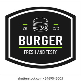 burger logo design vector template, flat modern minimal design illustration, fast food logo, monogram