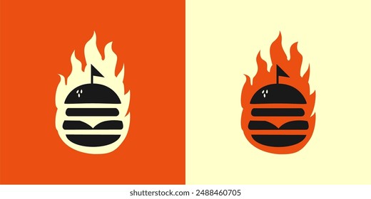 Plantilla de Vector de diseño de logotipo de hamburguesa, ilustración de diseño minimalista moderno plano, logotipo de comida rápida,