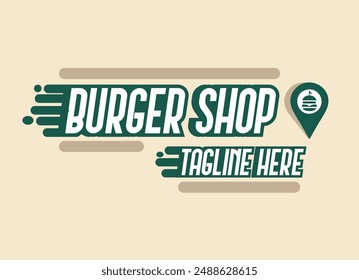 Plantilla de Vector de diseño de logotipo de hamburguesa, ilustración de diseño minimalista moderno plano, logotipo de comida rápida, vintage