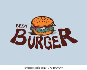 Burger logo design.burger vector illustration logo.fast food delicious burger logo