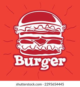 The Burger Logo Drawing Vector Design