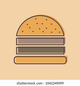 burger logo emblem colored shape line style - vector illustration
