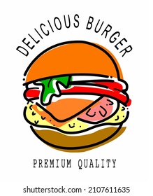 burger logo emblem colored shape line style
