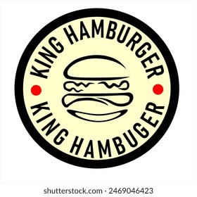 burger logo emblem design vector monogram template, flat modern minimal design illustration, fast food logo.
