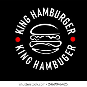 burger logo emblem design vector monogram template, flat modern minimal design illustration, fast food logo.