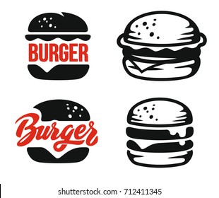 burger logo emblem set on white background