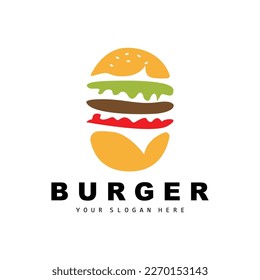 Burger Logo, Fast Food Design, Bread And Vegetables Vector, Fast Food Restaurant Brand Icon Illustration