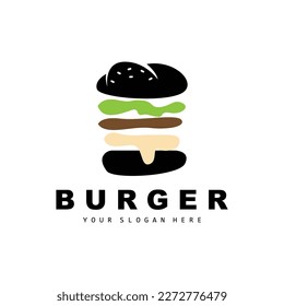 Burger Logo, Fast Food Design, Bread And Vegetables Vector, Fast Food Restaurant Brand Icon Illustration