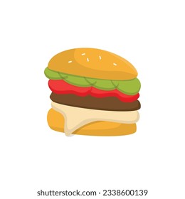 Burger Logo, Fast Food Design, Bread And Meat Vector Illustration Symbol Template