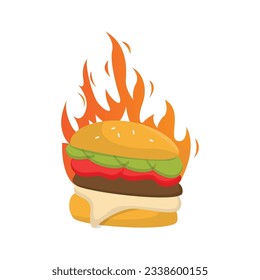 Burger Logo, Fast Food Design, Bread And Meat Vector Illustration Symbol Template