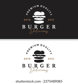 Burger Logo Fast Food Design, Hot And Delicious Food Vector Templet Illustration