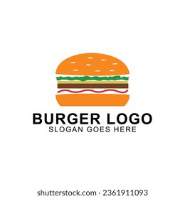 Burger Logo, Fast food, Logo illustration, emblem, label, Burger vintage logo design, business burger logo design