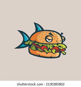 Burger logo with fish character.
Perfect for business logos, brands or fast food.