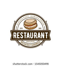 Burger logo for food and drink restaurant - cafe bar 