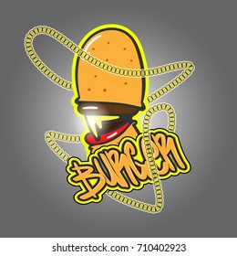 Burger logo in graffiti style