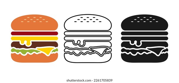 Burger logo, hamburger silhouette, vector icon
