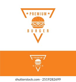 
ícone do logotipo do hambúrguer no estilo de cor laranja brilhante