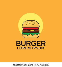 burger logo icon fast food mascot vector design template modern
