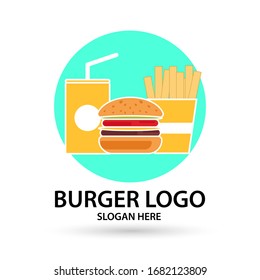 Burger logo, icon mascot fast food Flat design style. vector illustrator