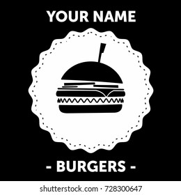Burger logo icon template on black background