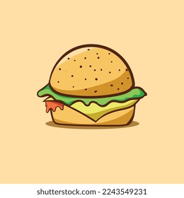 Burger logo icon vector illustration, burger cartoon illustration with isolated background