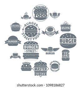 Burger logo icons set. Simple illustration of 16 burger logo vector icons for web