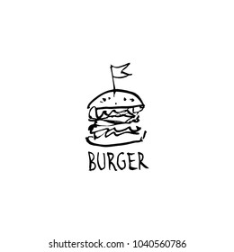 Burger logo, illustration of ink.