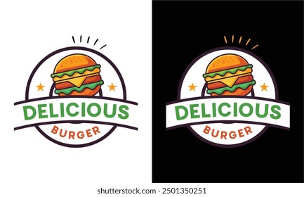 burger logo images design, delicious burger logo template design, hamburger burger logo with editable text illustration vector editable file